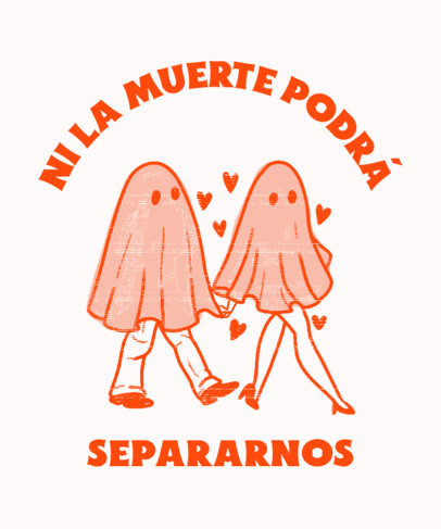 Valentines Day T-Shirt Design Template Featuring Two Ghost Lovers 