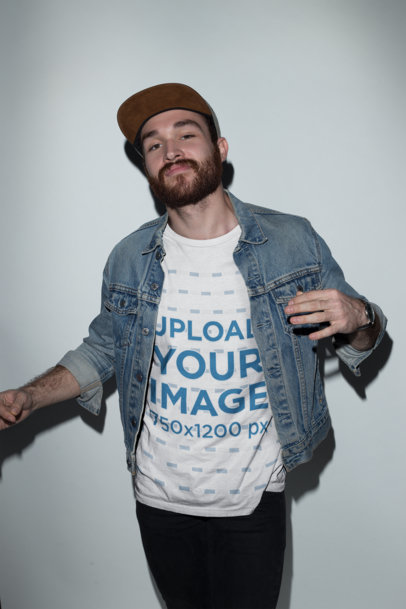 Redhead Guy with a Hat Wearing a T-Shirt Mockup