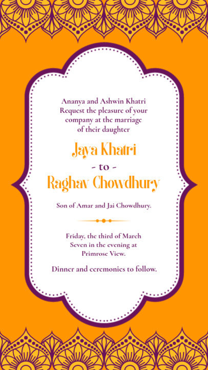 Instagram Story Generator Featuring an Invitation to an Indian Wedding