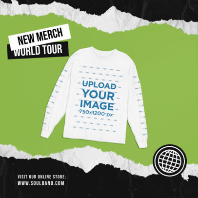 Long-Sleeve Tee Mockup for a Music Merch Sale