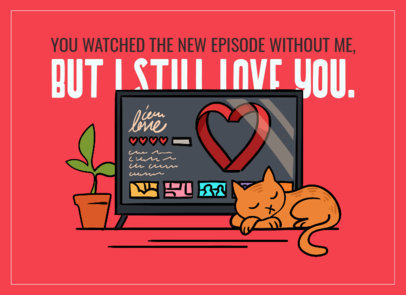 Greeting Card Maker for Valentine's Day with a Sleeping Cat Graphic