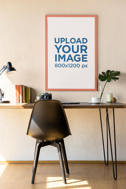 Mockup of a Photo Frame Featuring a Nice Setting With an Old Camera m31562