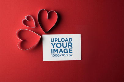 Horizontal Flyer Mockup Featuring Paper Hearts for Valentine's Day