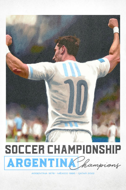 Soccer Championship Poster Design Template for the Argentina Team 3015j-5279
