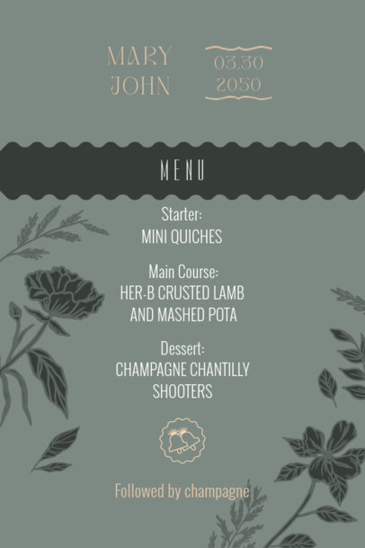 Floral Menu Maker for a Wedding Party