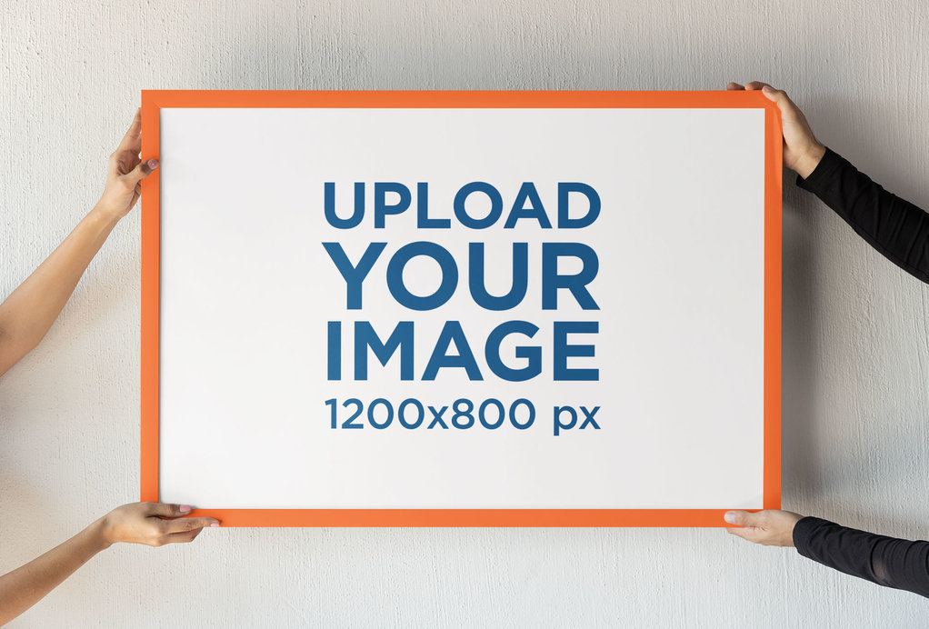 Mockup of Two Persons Holding a Photo Frame