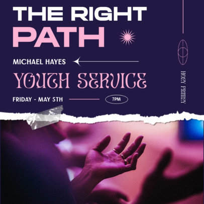 Instagram Post Creator Featuring a Christian Youth Service Promo