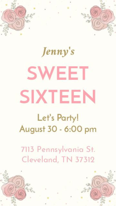 Sweet Sixteen Instagram Story Video Maker for a Party Celebration Event