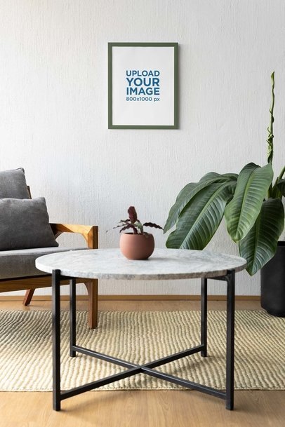 Mockup of an Art Print Featuring a Nice Plant and Some Furniture