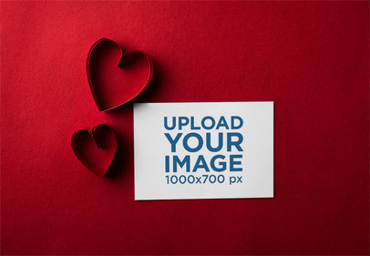 Flyer Mockup Featuring Two Paper Hearts for Valentine's Day