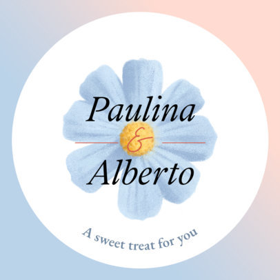 Wedding Sticker Maker Featuring a Flower Illustration