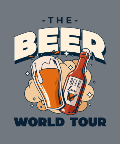 Front T-Shirt Design Maker Featuring Illustrated Graphics for a Parody World Tour Theme 