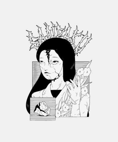 Junji Ito-Inspired T-Shirt Design Maker with a Horror Manga Character