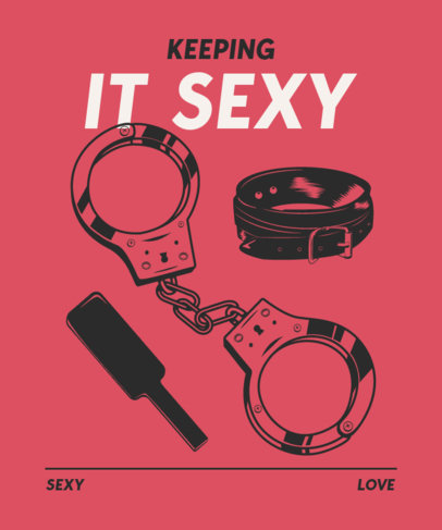 T-Shirt Design Template with Erotic Handcuff Graphics
