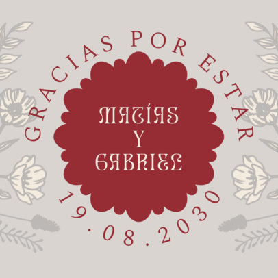 Thank You Card Sticker Generator Featuring a Wedding Theme