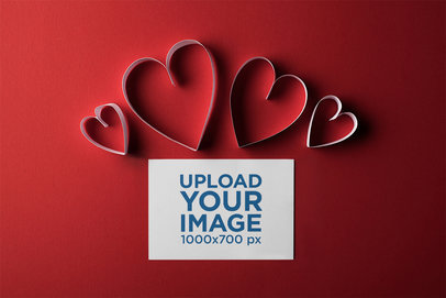 Mockup of a Flyer Placed on a Valentine's Day-Themed Setting