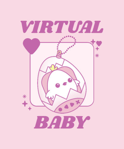 Tamagotchi-Inspired T-Shirt Design Creator Featuring a 90's Virtual Pet Device Illustration 5286c