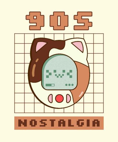 Nostalgia-Themed T-Shirt Design Template Featuring a Cool 90s Toy Graphic