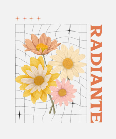 Modern T-Shirt Design Maker Featuring Colorful Flower Illustrations 