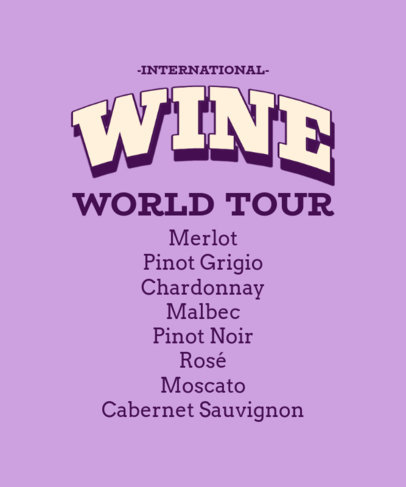 Back T-Shirt Design Creator for a Parody World Tour Theme with a Wine Types List