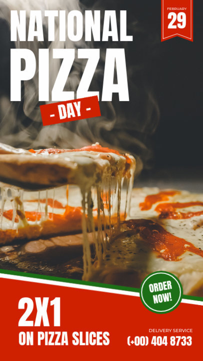 Instagram Story Template Featuring Pizza Day-Themed Offers