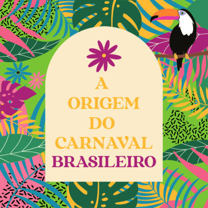 Instagram Post Maker with Tropical Floral Patterns for a Rio Carnival-Themed Carousel