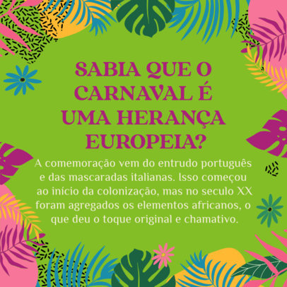 Instagram Post Maker for a Brazilian Carnival Curiosities Carousel