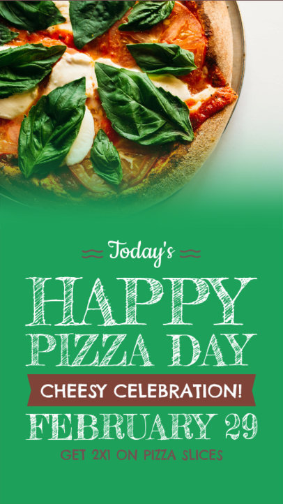 Instagram Story Generator to Celebrate Pizza Day Featuring a Promo 