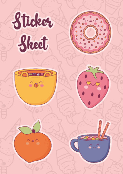 Sticker Sheet Creator Featuring Cute Food Graphics