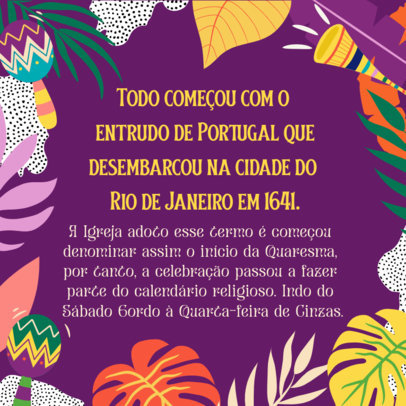 Instagram Post Template for a Rio de Janeiro's Carnival Historical Curiosities