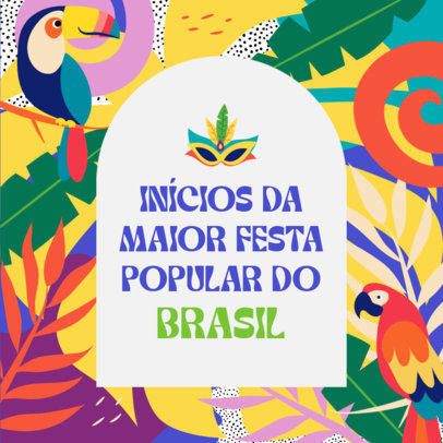 Brazilian Carnival-Themed Instagram Post Generator with Illustrated Toucans 