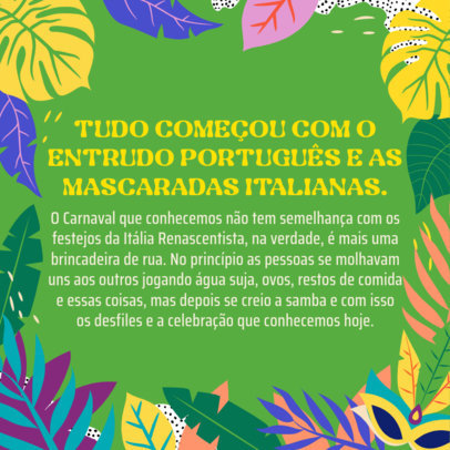 Instagram Post Generator Featuring Historical Facts About the Rio Carnival 