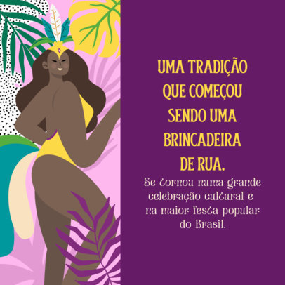 Instagram Post Template Featuring a Brazilian Carnival Dancer Illustration