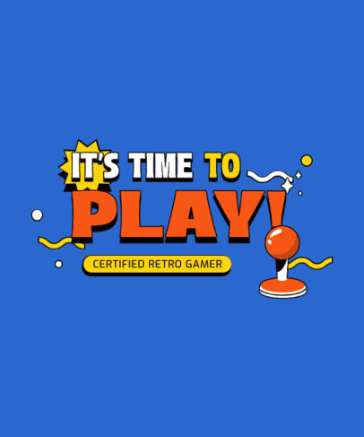 Gaming T-Shirt Design Template Featuring a Retro Joystick Graphic