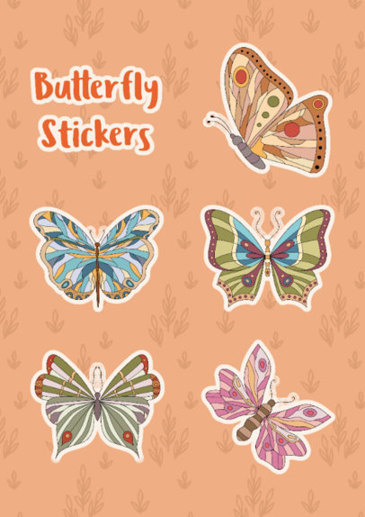 Illustrated Sticker Sheet Maker With Butterfly Graphics