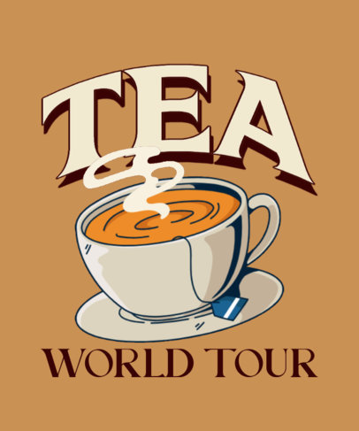 Front T-Shirt Design Maker with a Cup Illustration for a Parody Tea World Tour 