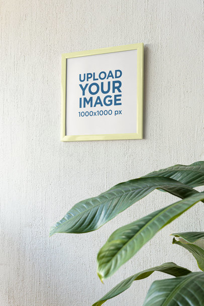 Mockup of a Squared Art Print Hanged on a Textured Wall m31580