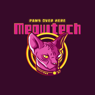 Cat-Themed Logo Template for Cyberpunk Gamers 5494c