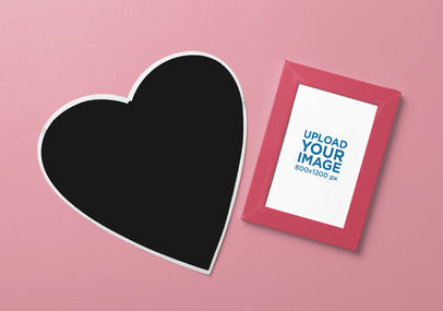 Valentine's Day Mockup Featuring an Art Print Next to a Heart  m31822 r-el2