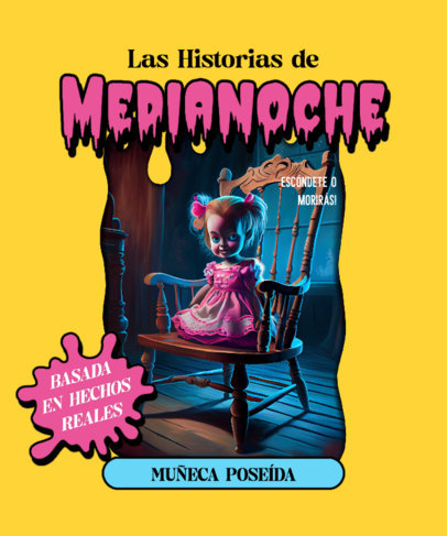 T-Shirt Design Maker Featuring an AI-Generated Spooky Doll Inspired by Goosebumps 5634d