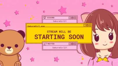 Twitch Starting-Soon Screen Maker Featuring Cute Kawaii Graphics