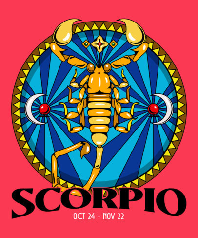 T-Shirt Design Maker Featuring Colorful Zodiac Sign Illustrations