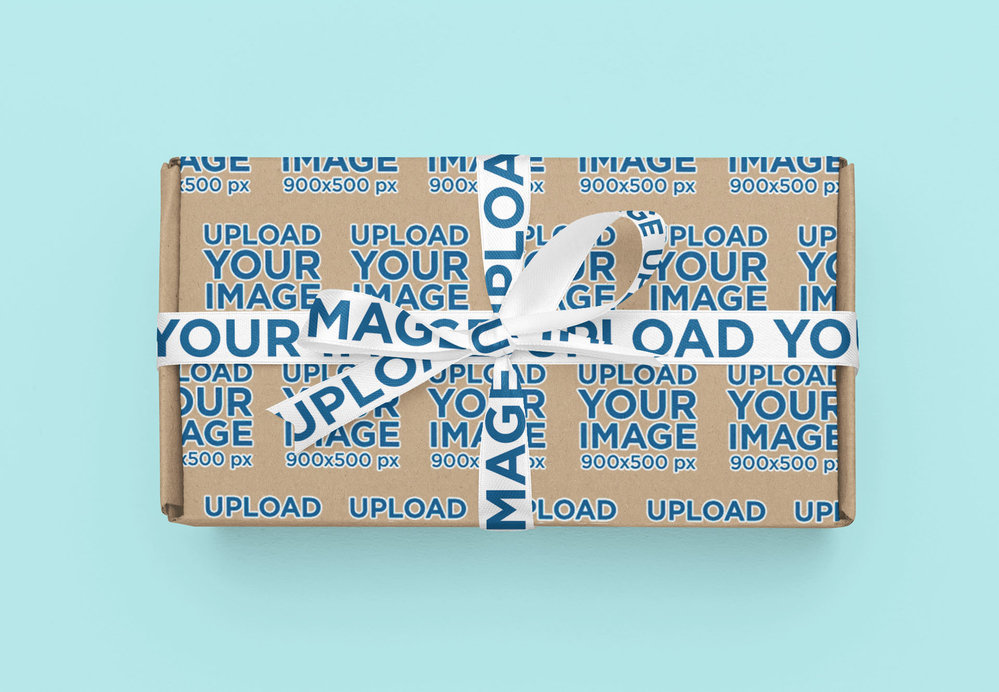 Mockup of a Box With a Ribbon Featuring a Colorful Surface