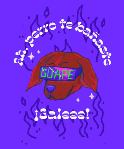 Mexican-Themed T-Shirt Design Maker Featuring a Dog Graphic and a Slang 