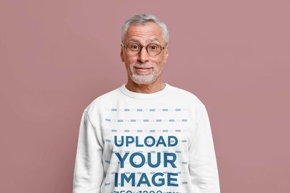Sweatshirt Mockup of an Elderly Man with Glasses