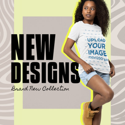 Promo-Themed Mockup of an Afro-Hairstyled Woman Posing With a Serious Look m28851