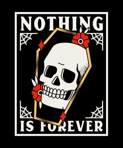 Tattoo-Inspired T-Shirt Design Creator Featuring a Skull in a Casket 5314g