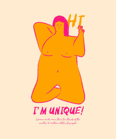 Feminist-Themed T-Shirt Design Template with an Illustrated Woman Graphic 5945b