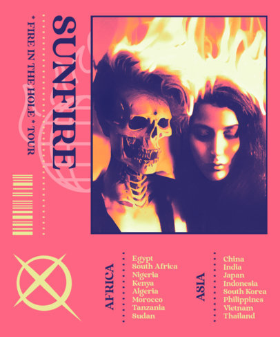 T-Shirt Design Template with an AI-Generated Image of a Flaming Skull