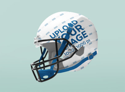 Mockup of a Sublimated Football Helmet Lying on a Colored Backdrop